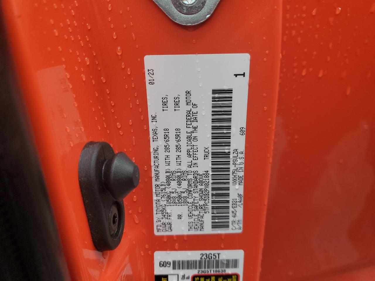 2023 TOYOTA TUNDRA CREWMAX LIMITED VIN:5TFPC5DB2PX021884