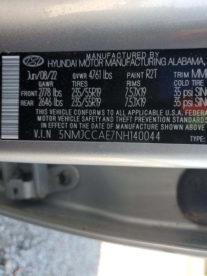 2022 HYUNDAI TUCSON SEL VIN:5NMJCCAE7NH140044