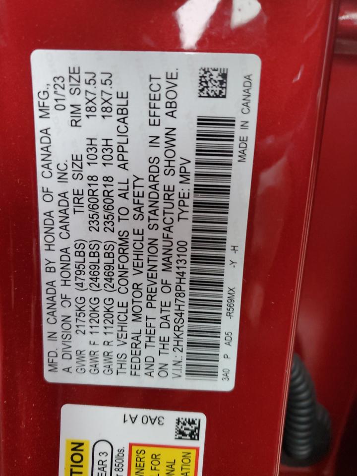 2023 HONDA CR-V EXL VIN:2HKRS4H78PH413100