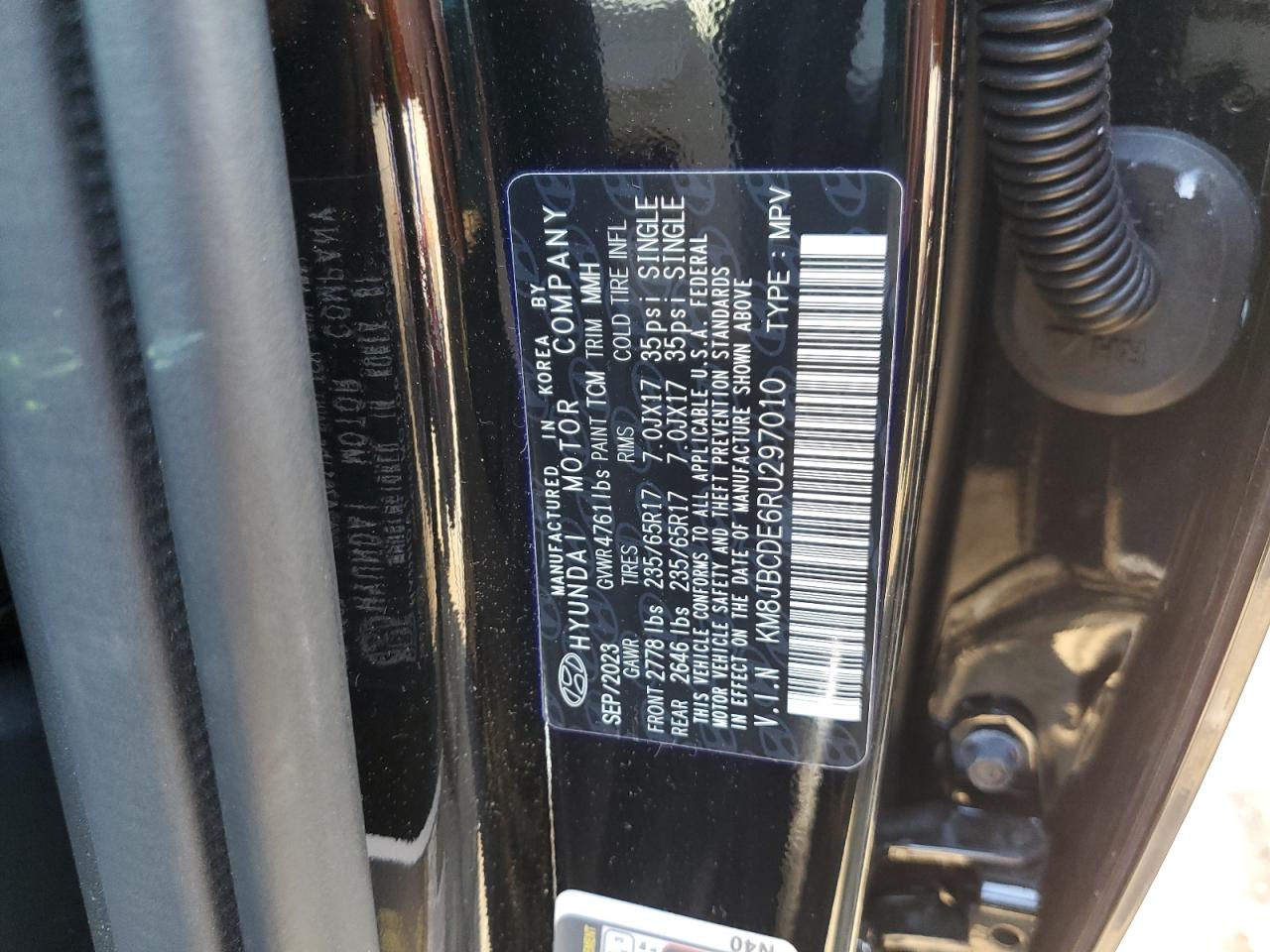 2024 HYUNDAI TUCSON SEL VIN:KM8JBCDE6RU297010