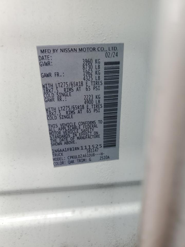 2024 NISSAN TITAN XD SV VIN:1N6AA1FB1RN111525