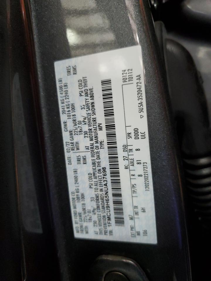 2022 FORD ESCAPE SEL VIN:1FMCU9H65NUA37698