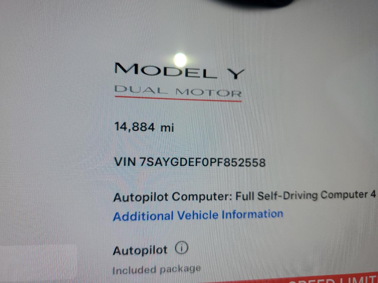 2023 TESLA MODEL Y  VIN:7SAYGDEF0PF852558