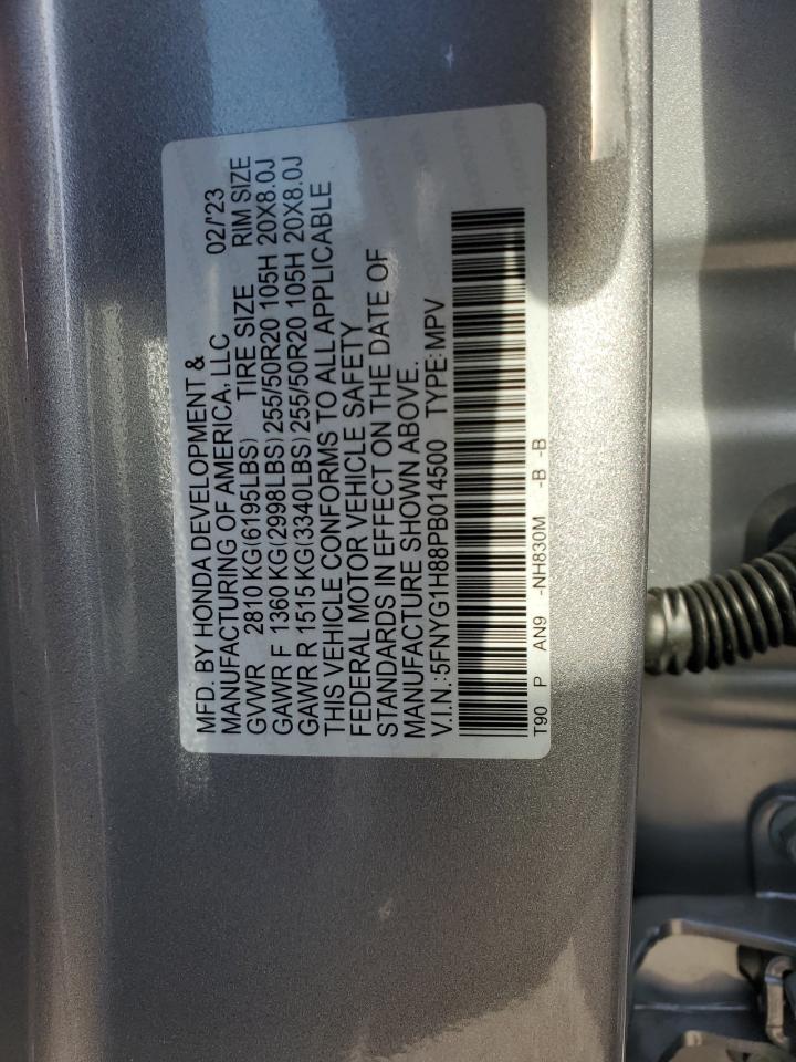 2023 HONDA PILOT ELITE VIN:5FNYG1H88PB014500