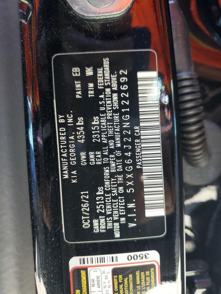 2022 KIA K5 GT LINE VIN:5XXG64J22NG122692