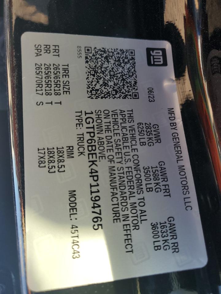 2023 GMC CANYON ELEVATION VIN:1GTP6BEK4P1194765