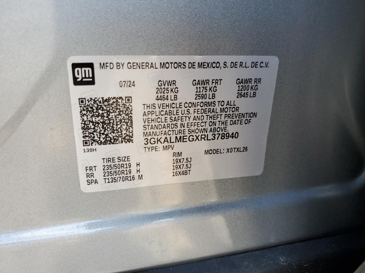 2024 GMC TERRAIN SLE VIN:3GKALMEGXRL378940