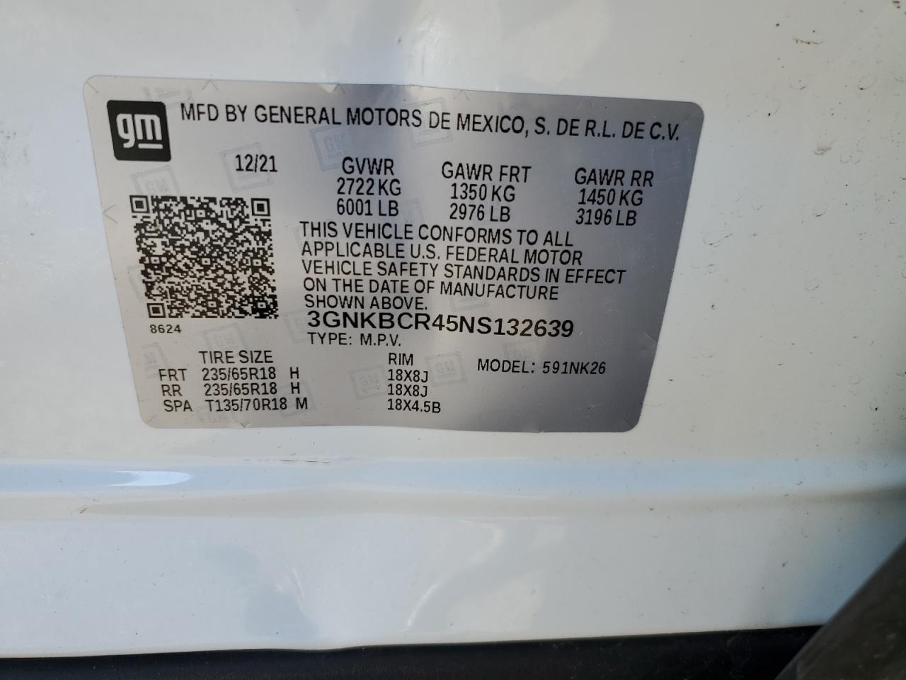 2022 CHEVROLET BLAZER 2LT VIN:3GNKBCR45NS132639