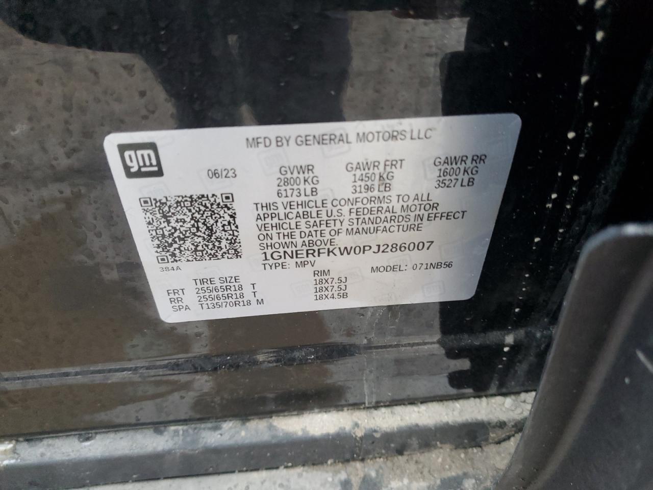 2023 CHEVROLET TRAVERSE LS VIN:1GNERFKW0PJ286007