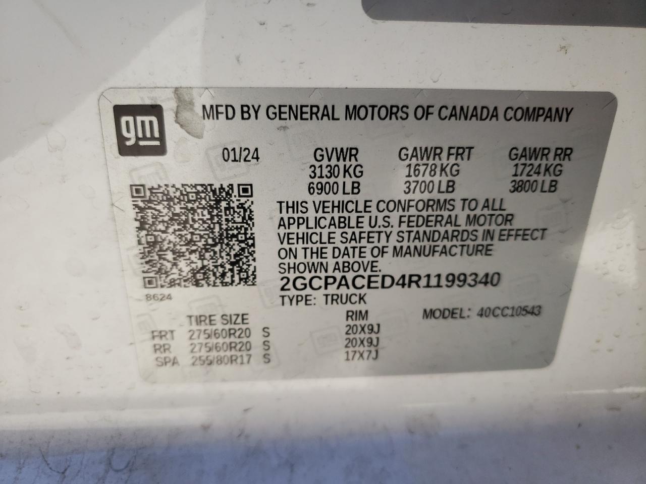 2024 CHEVROLET SILVERADO C1500 LT VIN:5TDDK3EH8AS014092