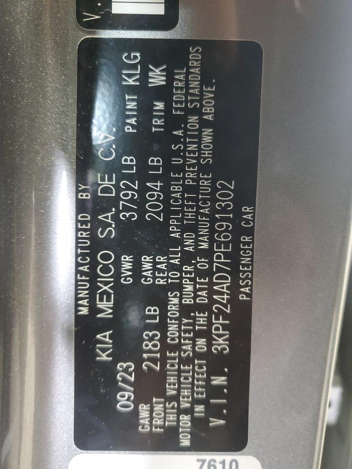 2023 KIA FORTE LX VIN:3KPF24AD7PE691302