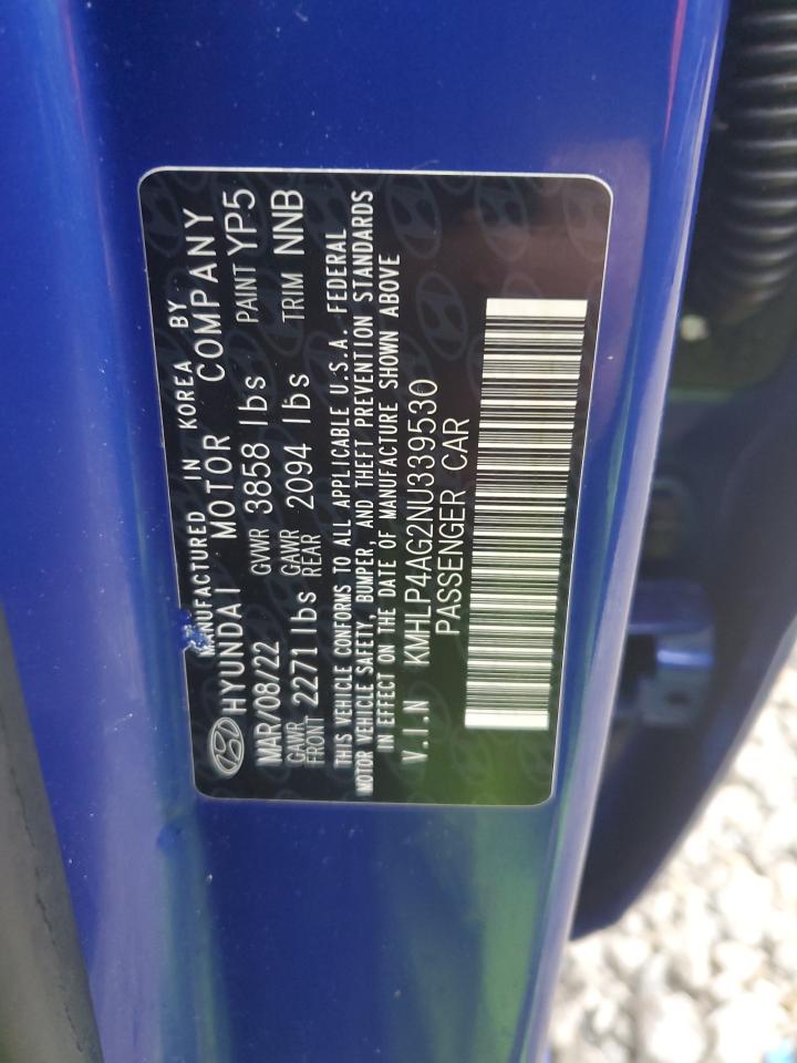 2022 HYUNDAI ELANTRA LIMITED VIN:KMHLP4AG2NU339530