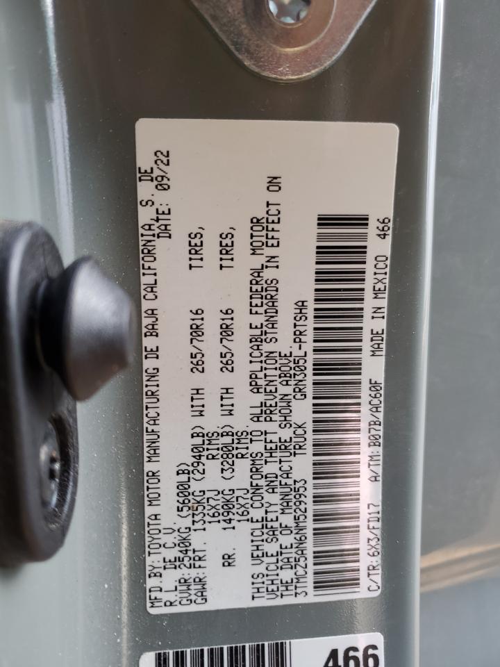 2022 TOYOTA TACOMA DOUBLE CAB VIN:3TMCZ5AN6NM529953