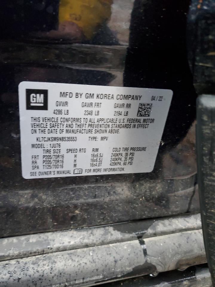 2022 CHEVROLET TRAX LS VIN:KL7CJKSM9NB535553