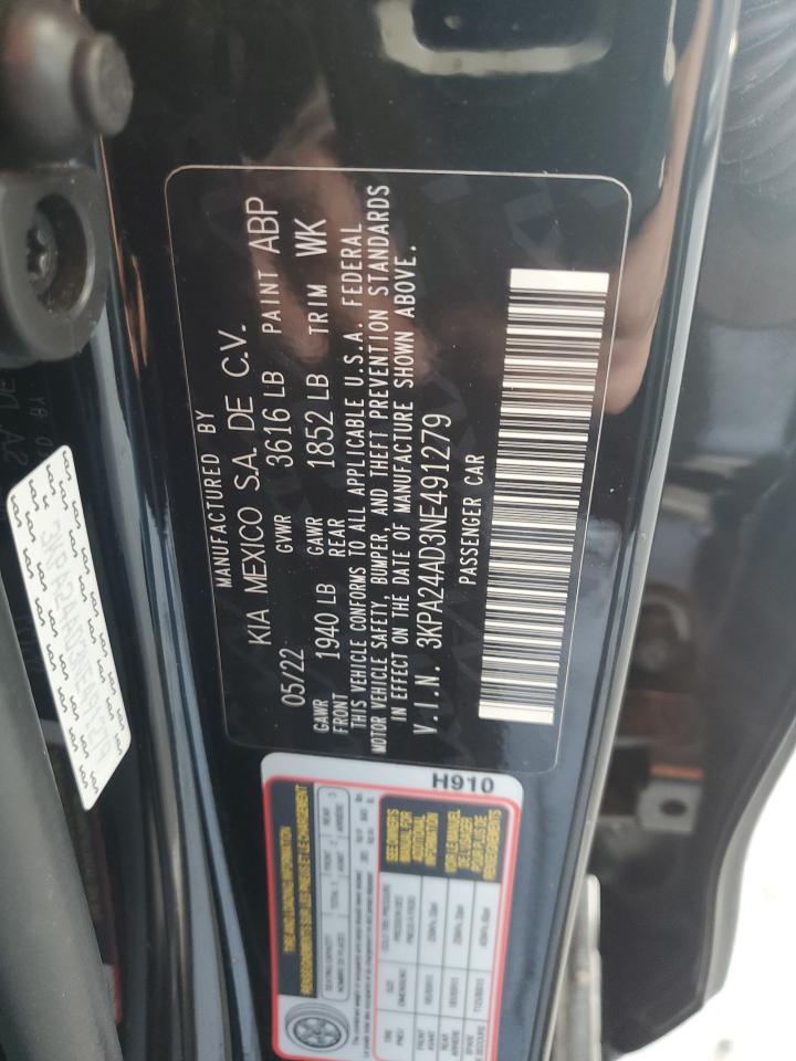 2022 KIA RIO LX VIN:3KPA24AD3NE491279