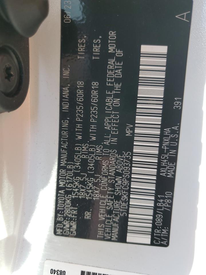 2023 TOYOTA SIENNA LIMITED VIN:5TDESKFC9PS093735