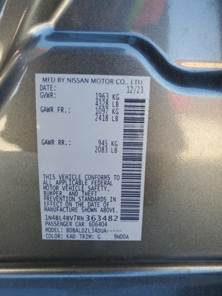 2024 NISSAN ALTIMA S VIN:1N4BL4BV7RN363482