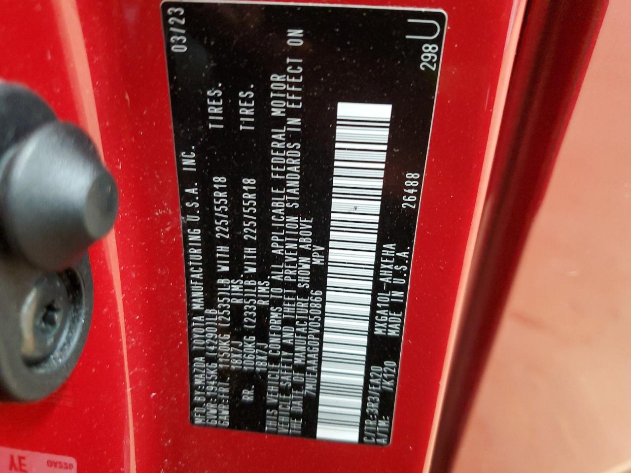 2023 TOYOTA COROLLA CROSS XLE VIN:7MUEAAAG0PV050866