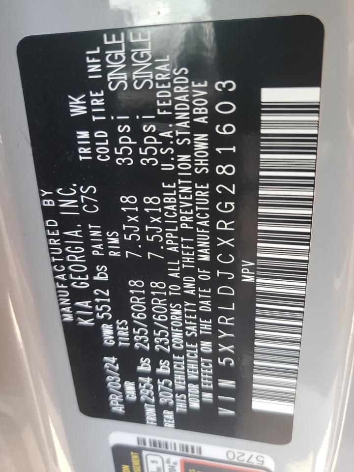 2024 KIA SORENTO S VIN:5XYRLDJCXRG281603
