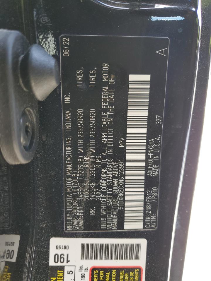 2022 TOYOTA SIENNA XSE VIN:5TDXRKECXNS123991