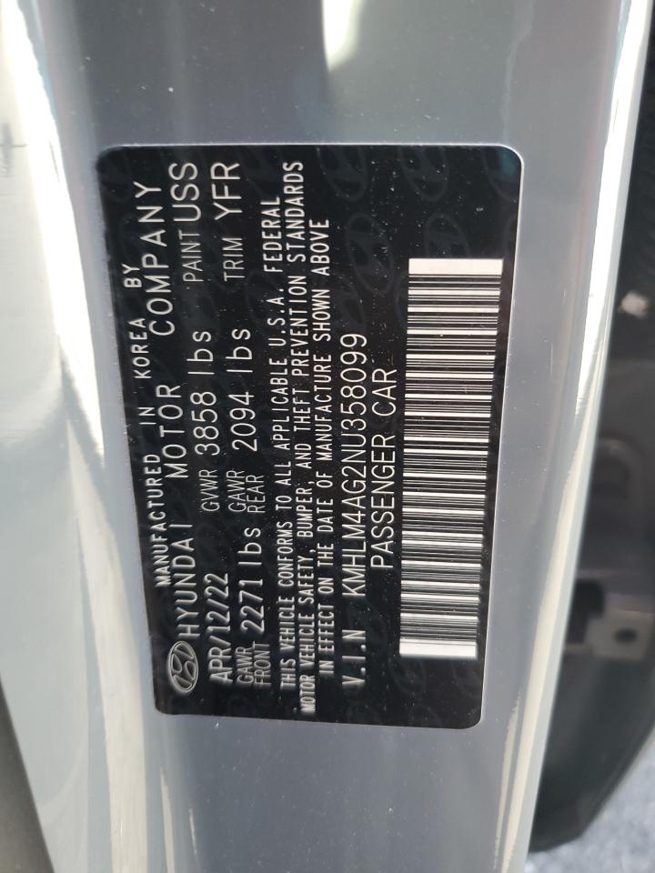 2022 HYUNDAI ELANTRA SEL VIN:KMHLM4AG2NU358099