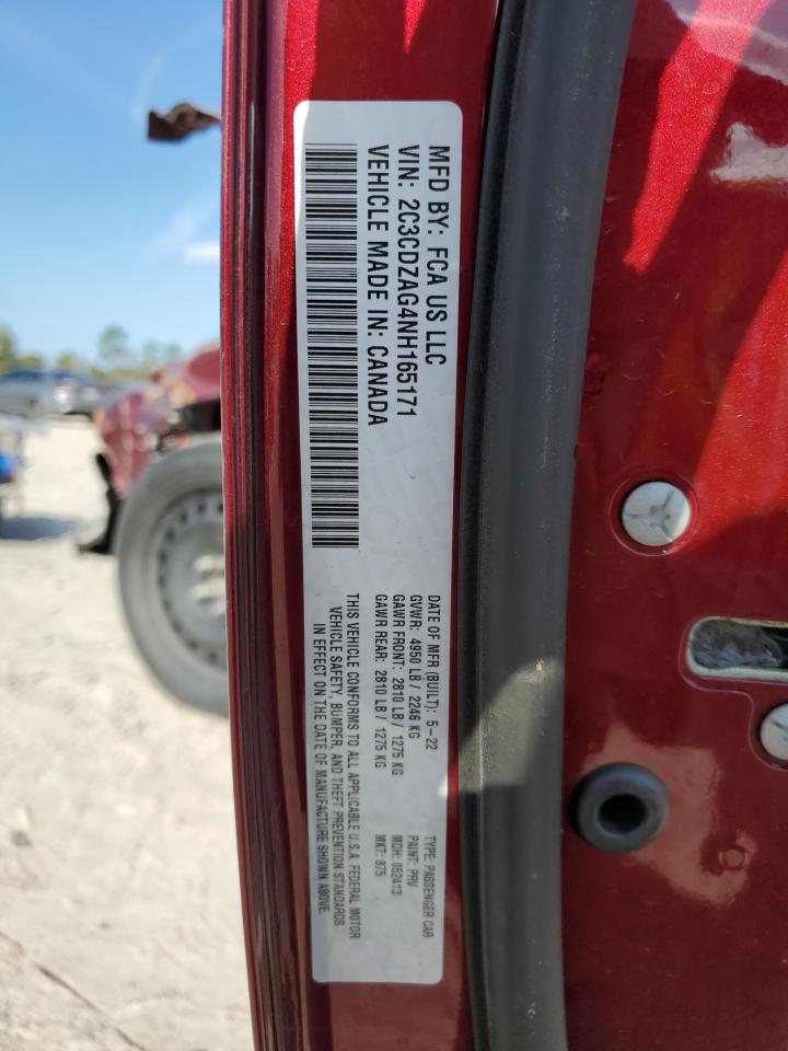 2022 DODGE CHALLENGER SXT VIN:2C3CDZAG4NH165171