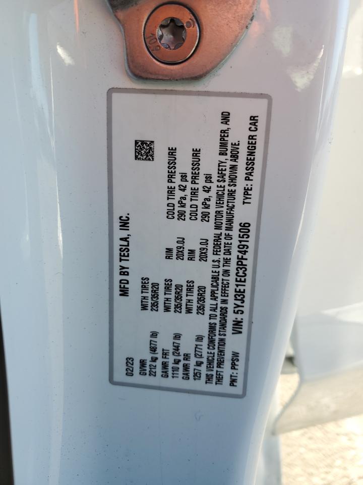 2023 TESLA MODEL 3  VIN:5YJ3E1EC3PF491506
