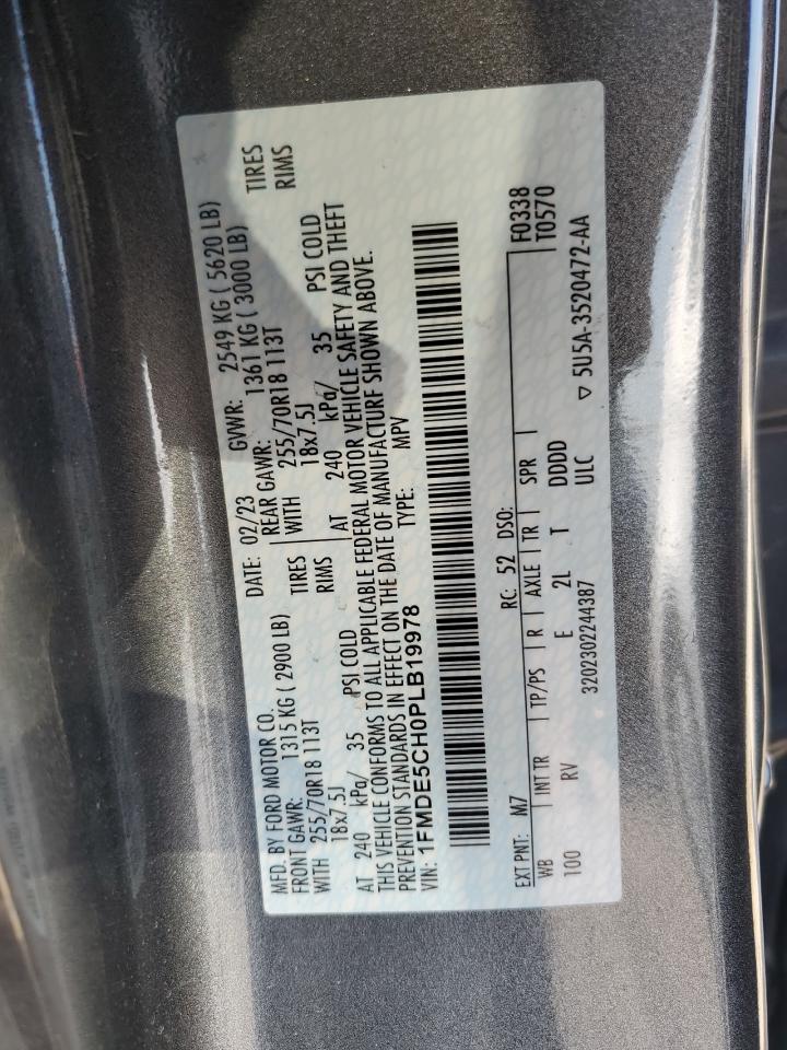 2023 FORD BRONCO BASE VIN:1FMDE5CH0PLB19978