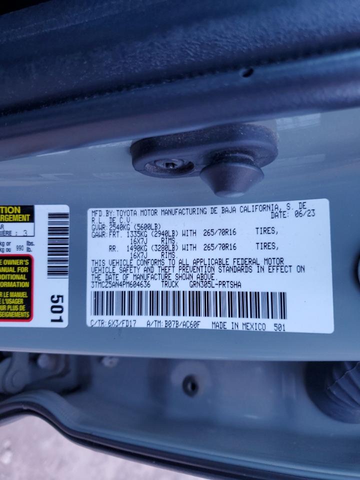 2023 TOYOTA TACOMA DOUBLE CAB VIN:3TMCZ5AN4PM604636
