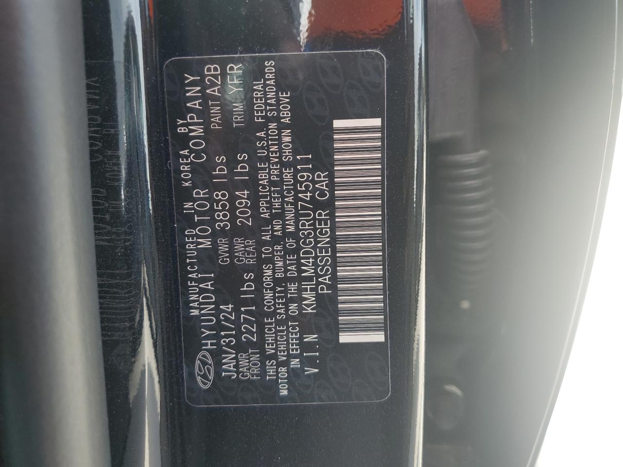 2024 HYUNDAI ELANTRA SEL VIN:KMHLM4DG3RU745911