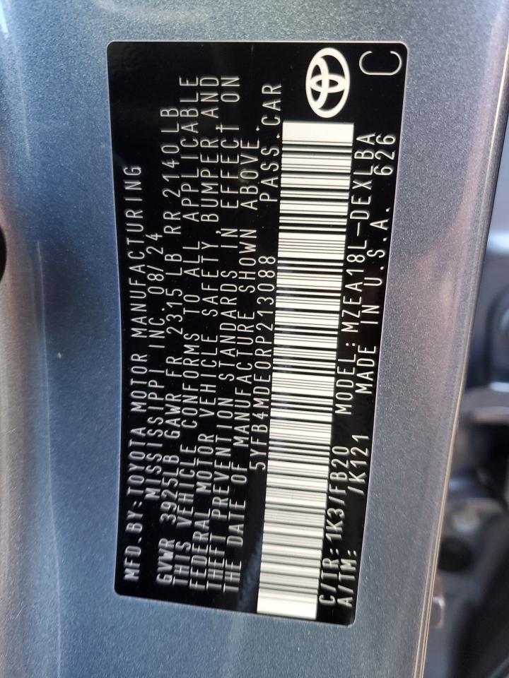 2024 TOYOTA COROLLA LE VIN:5YFB4MDE0RP213088