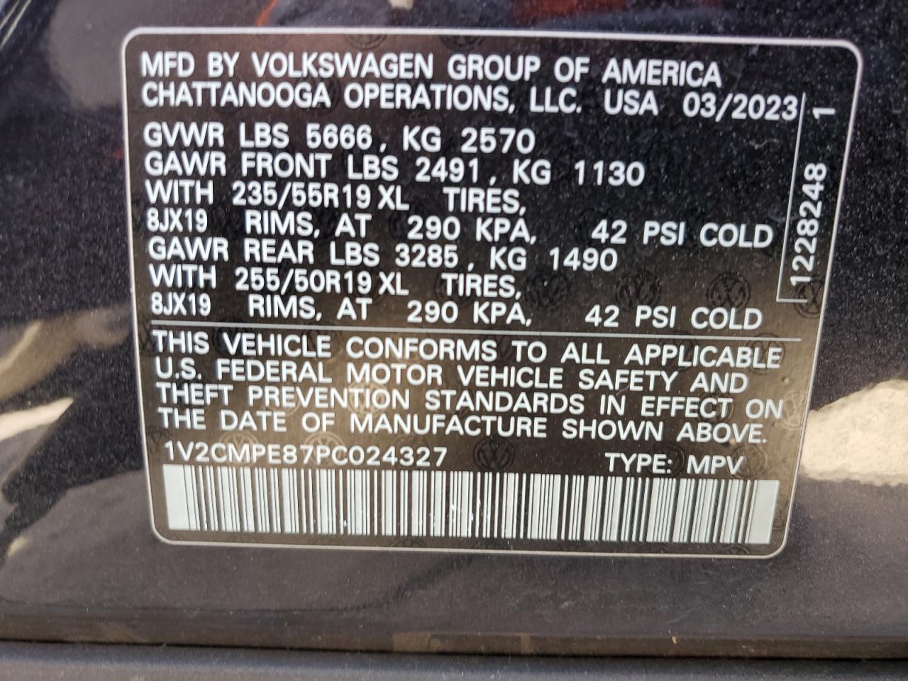 2023 VOLKSWAGEN ID.4 PRO VIN:1V2CMPE87PC024327