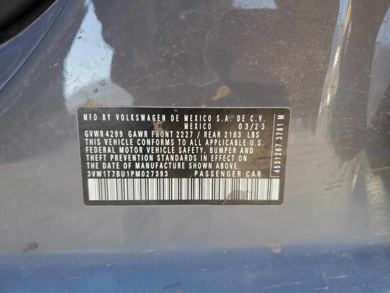 2023 VOLKSWAGEN JETTA GLI AUTOBAHN VIN:3VW1T7BU1PM027393