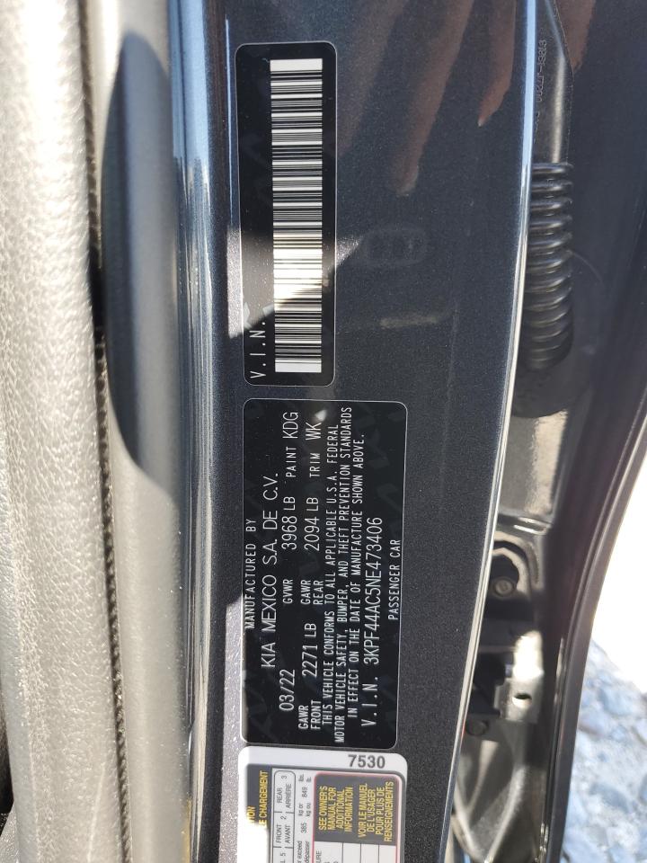 2022 KIA FORTE GT VIN:3KPF44AC5NE473406