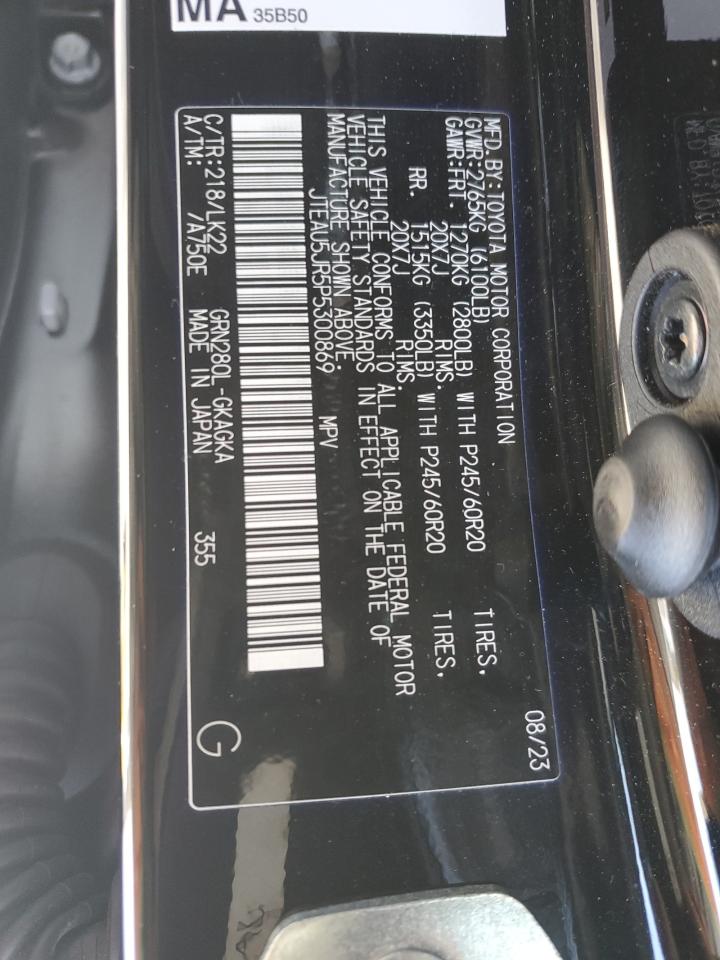 2023 TOYOTA 4RUNNER TRD SPORT VIN:JTEAU5JR5P5300869