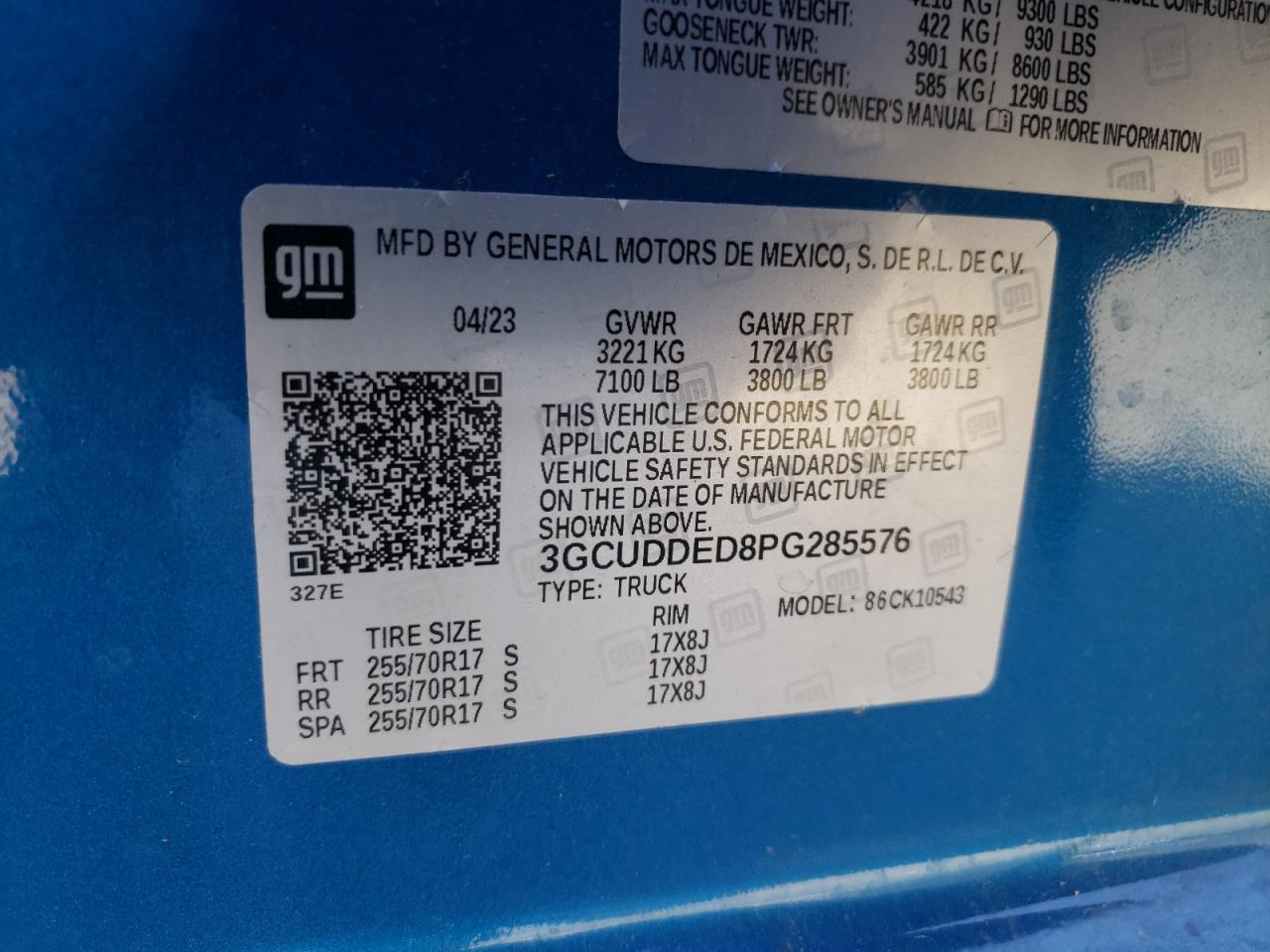 2023 CHEVROLET SILVERADO K1500 LT VIN:3GCUDDED8PG285576