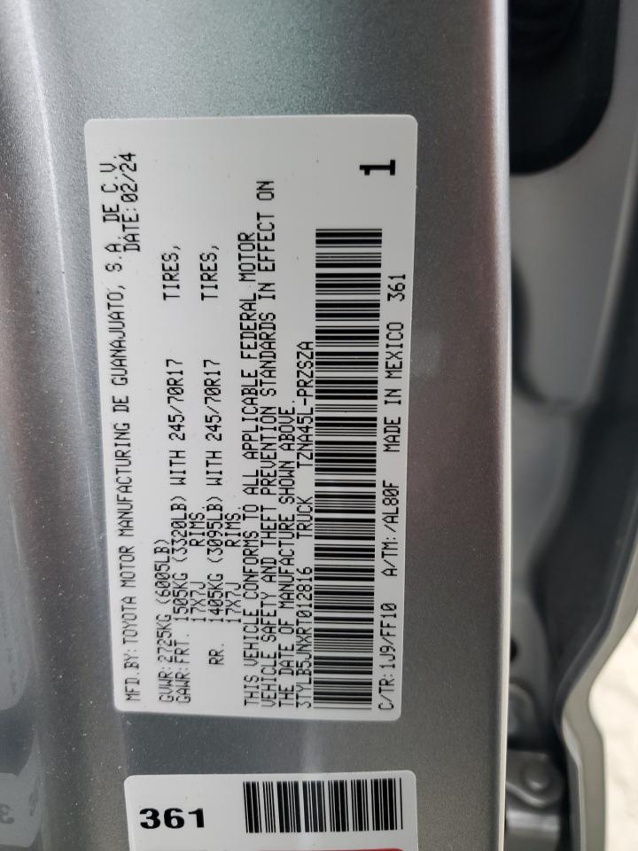 2024 TOYOTA TACOMA DOUBLE CAB VIN:3TYLB5JNXRT012816