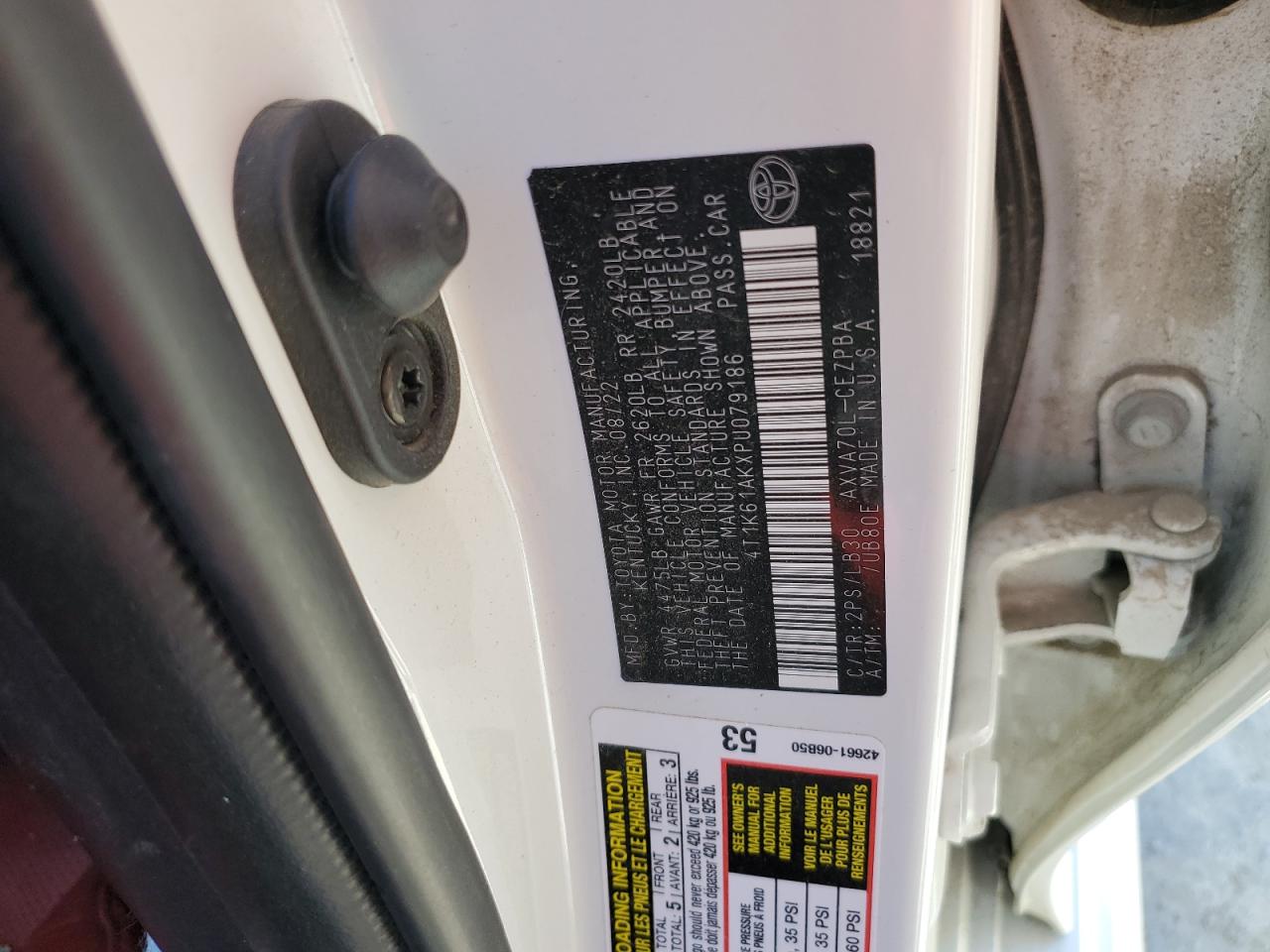 2023 TOYOTA CAMRY XSE VIN:4T1K61AKXPU079186