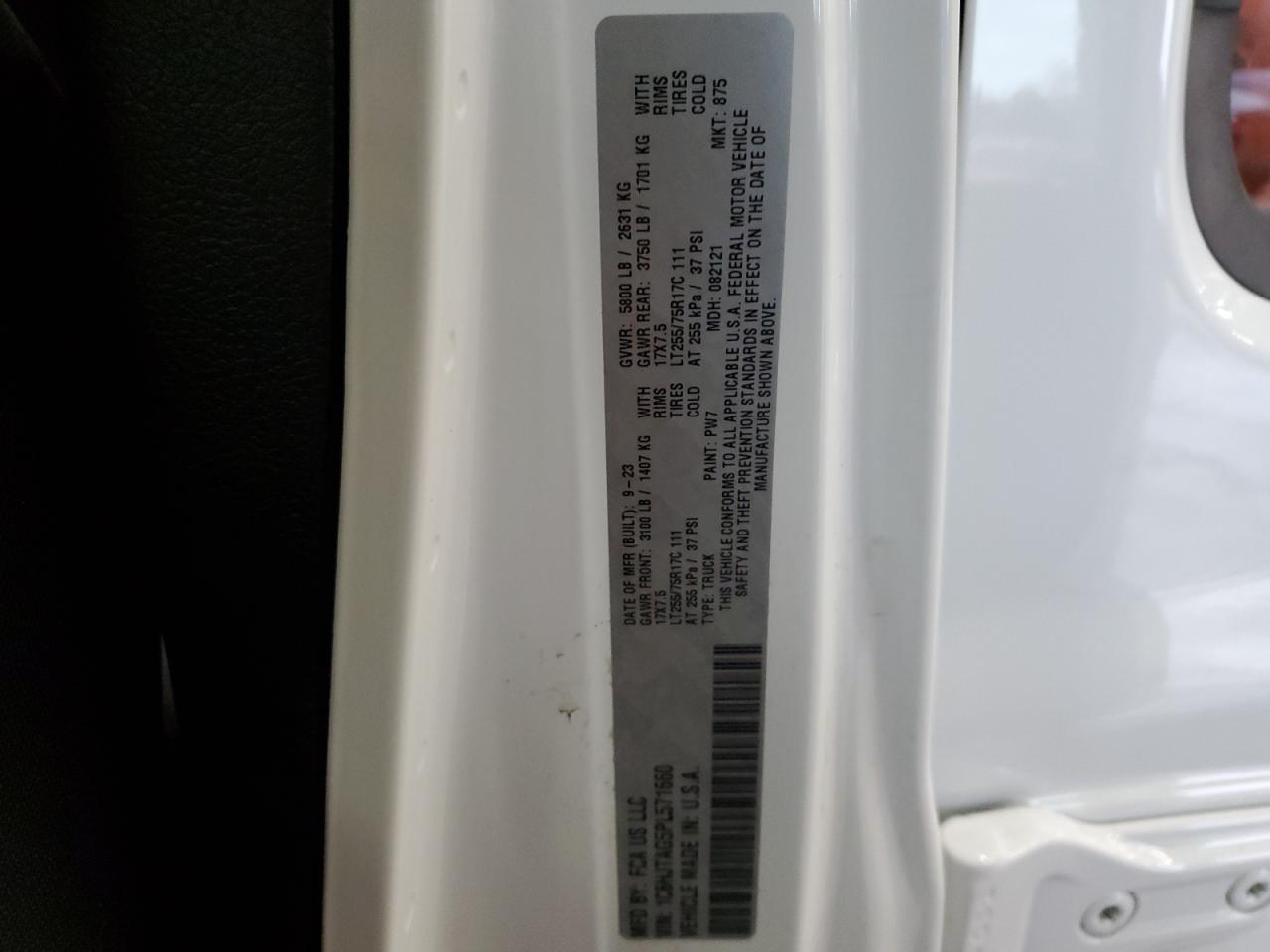 2023 JEEP GLADIATOR SPORT VIN:1C6HJTAG5PL571660