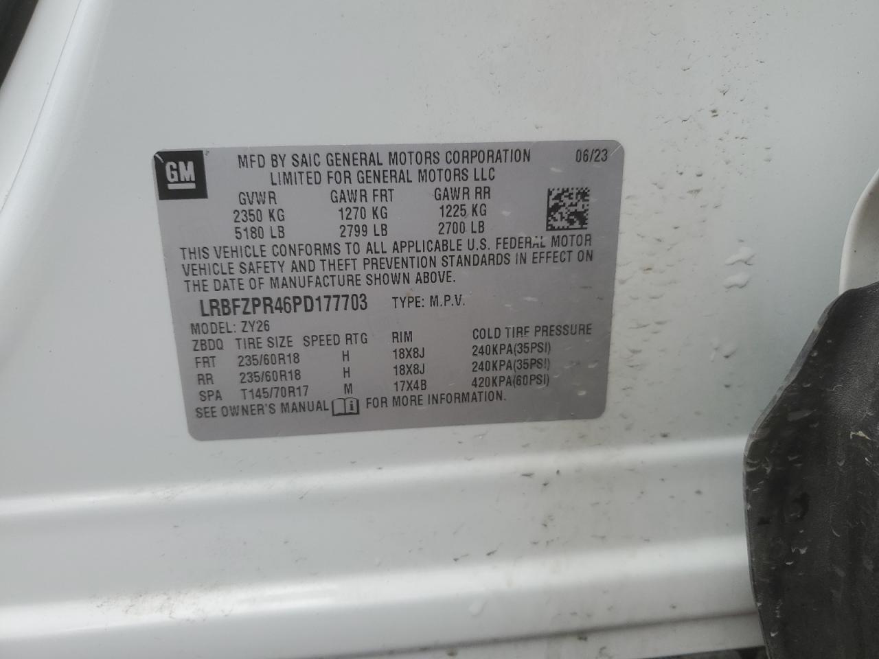 2023 BUICK ENVISION ESSENCE VIN:LRBFZPR46PD177703