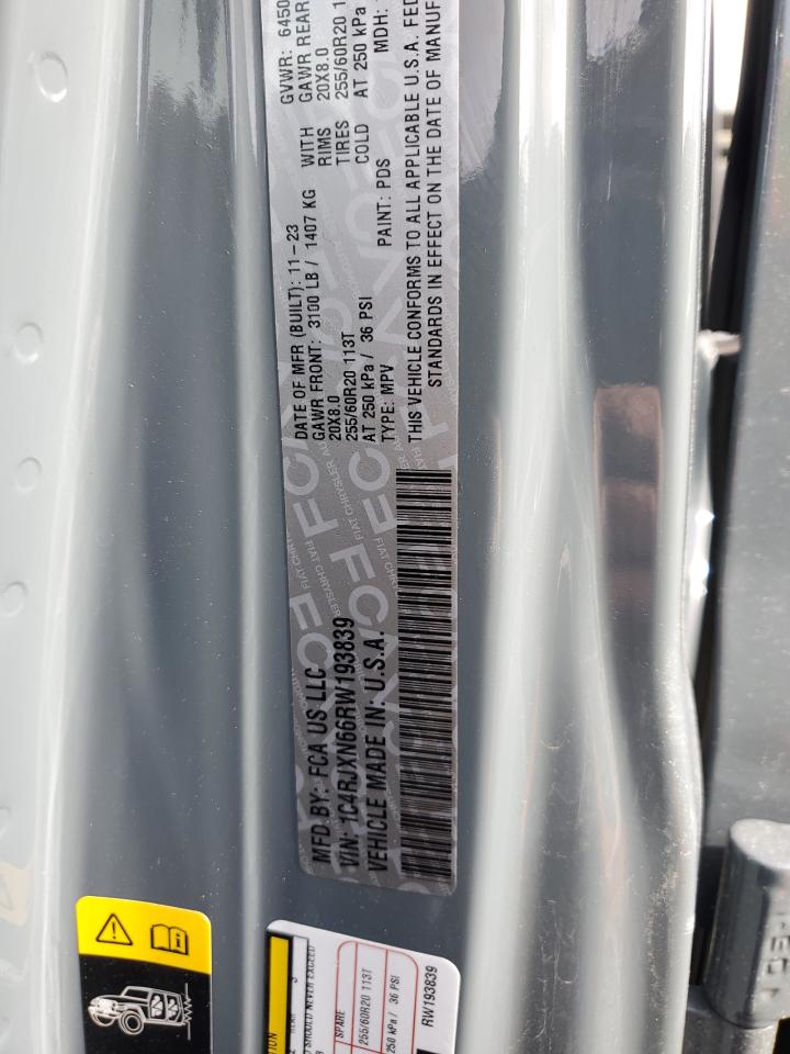 2024 JEEP WRANGLER 4XE VIN:1C4RJXN66RW193839