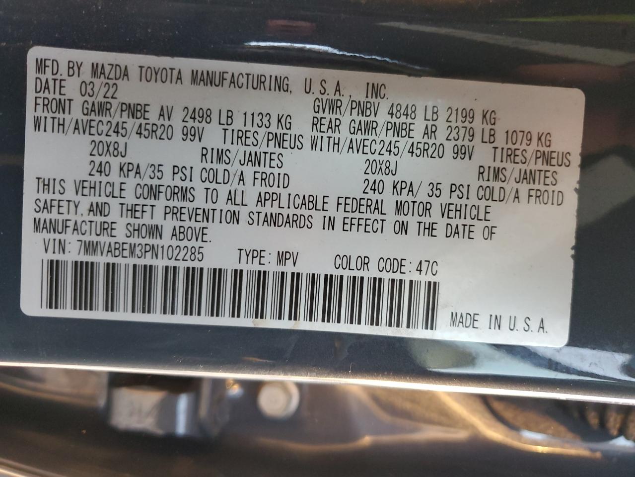 2023 MAZDA CX-50 PREMIUM PLUS VIN:7MMVABEM3PN102285