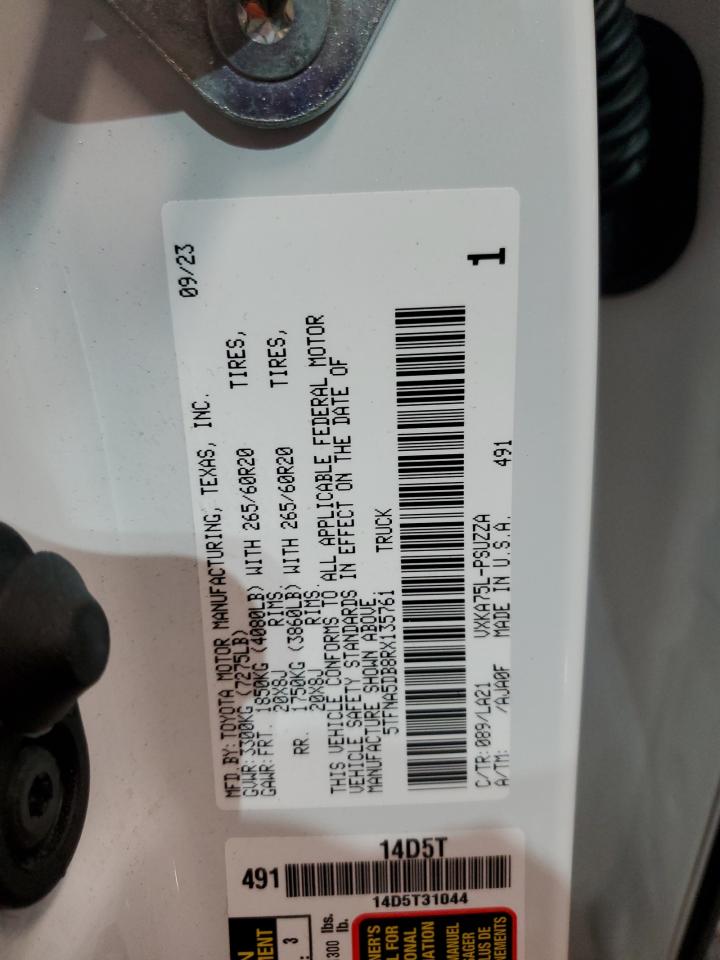 2024 TOYOTA TUNDRA CREWMAX PLATINUM VIN:5TFNA5DB8RX135761