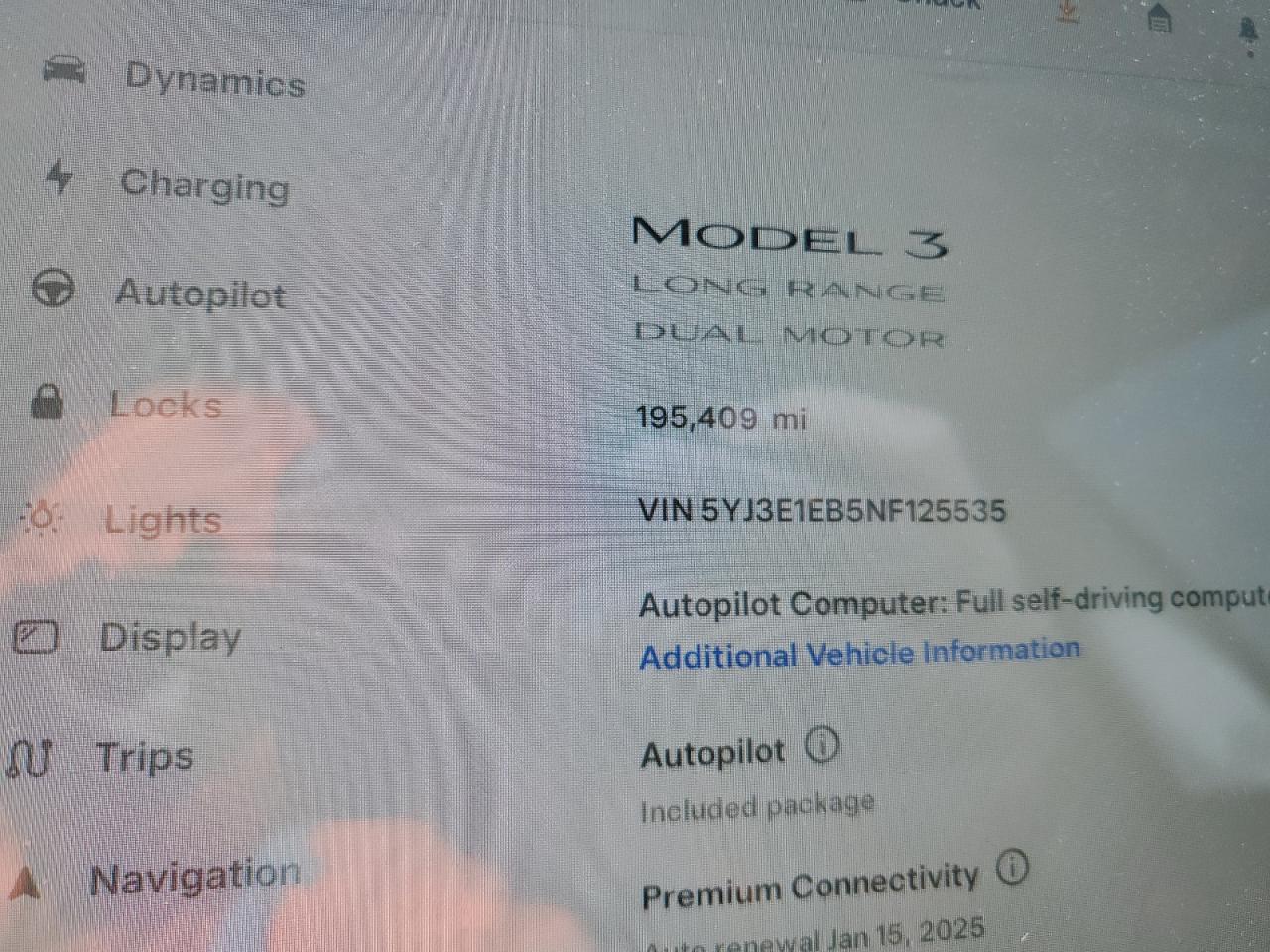2022 TESLA MODEL 3  VIN:5YJ3E1EB5NF125535