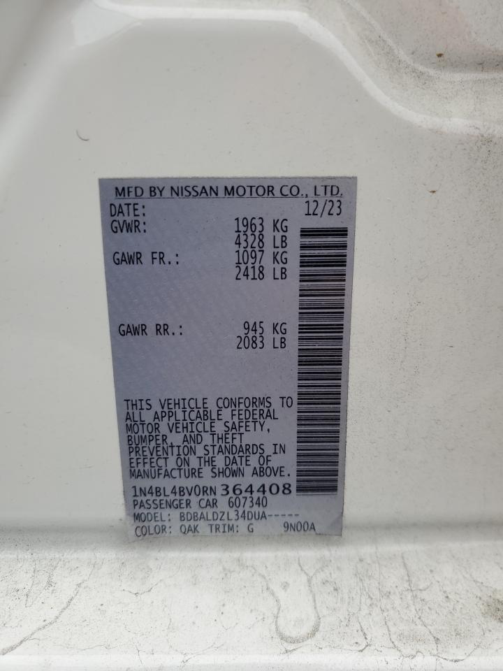 2024 NISSAN ALTIMA S VIN:1N4BL4BV0RN364408