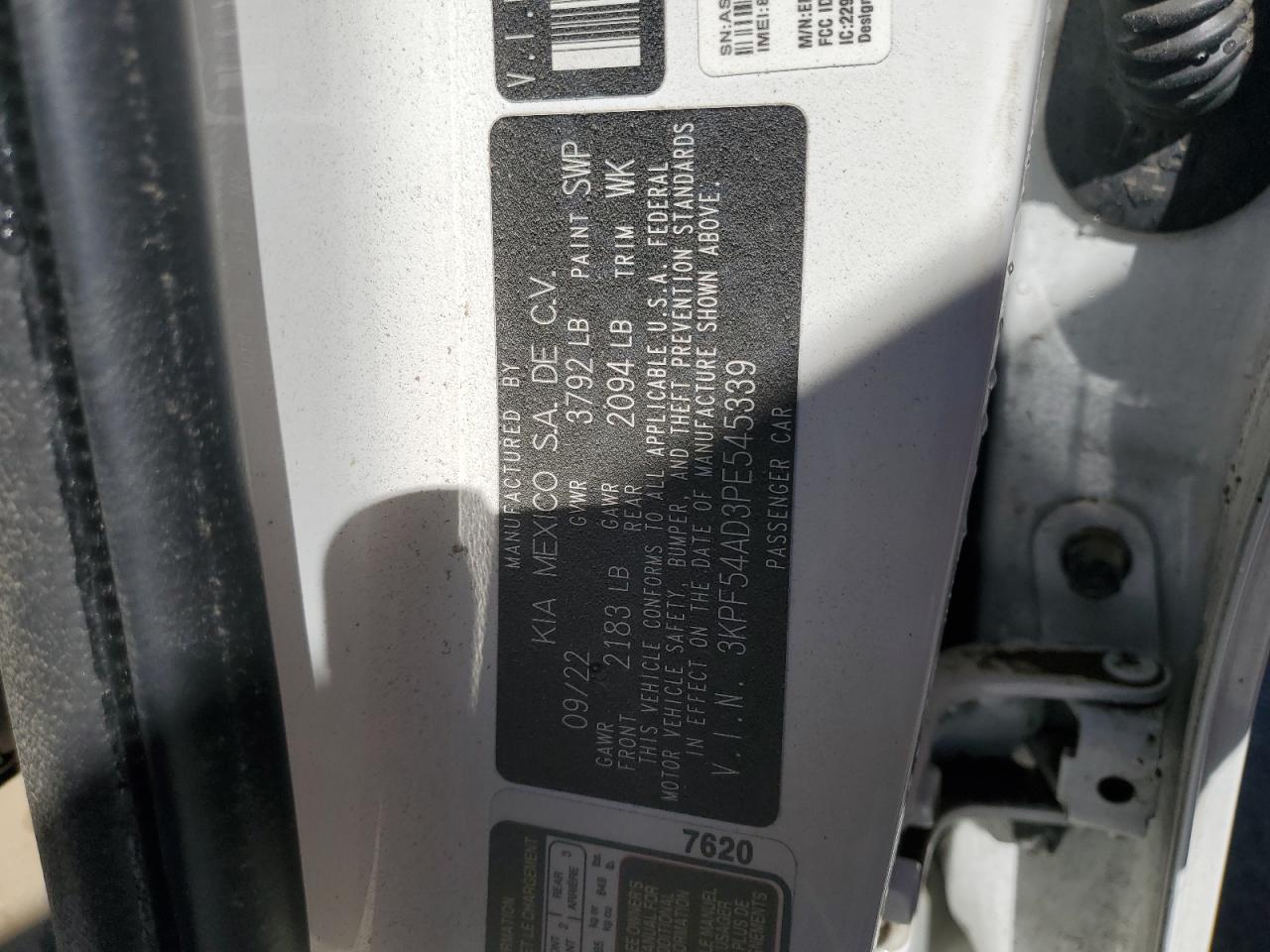 2023 KIA FORTE GT LINE VIN:3KPF54AD3PE545339