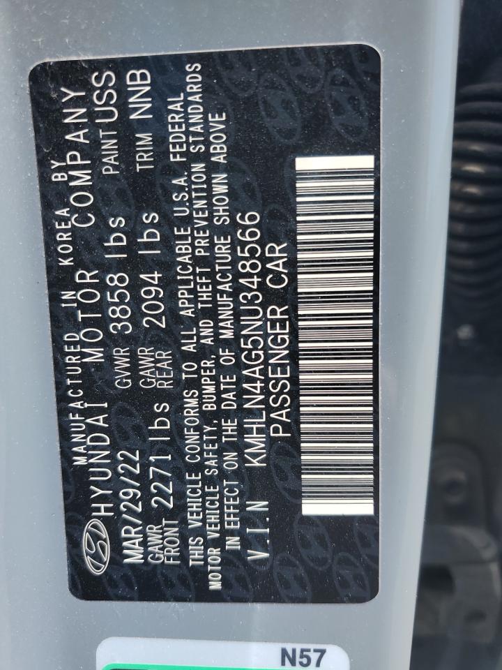 2022 HYUNDAI ELANTRA SEL VIN:KMHLN4AG5NU348566