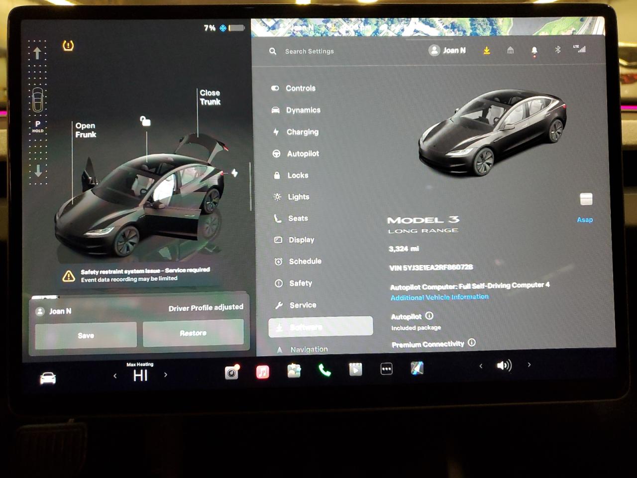 2024 TESLA MODEL 3  VIN:5YJ3E1EA2RF860728