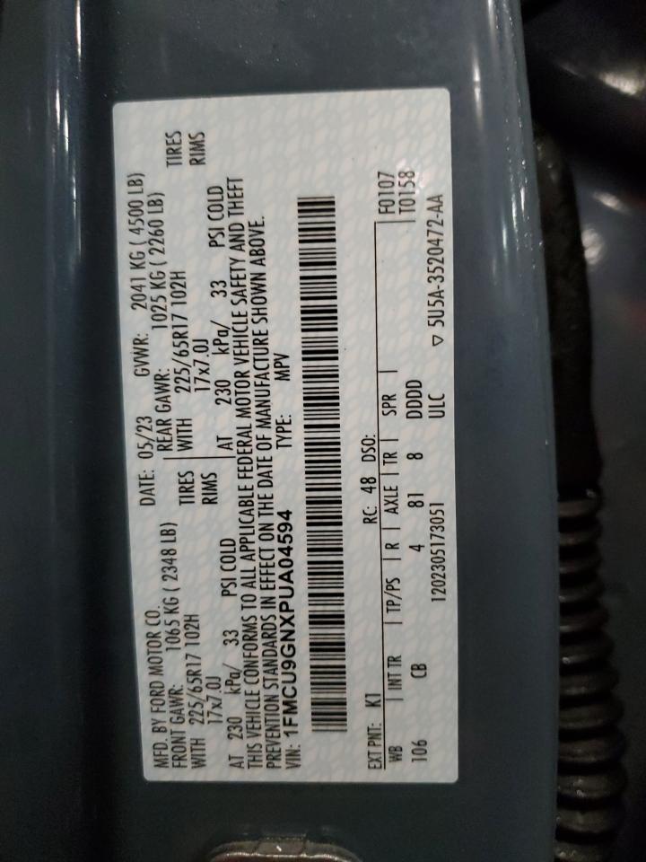 2023 FORD ESCAPE ACTIVE VIN:1FMCU9GNXPUA04594