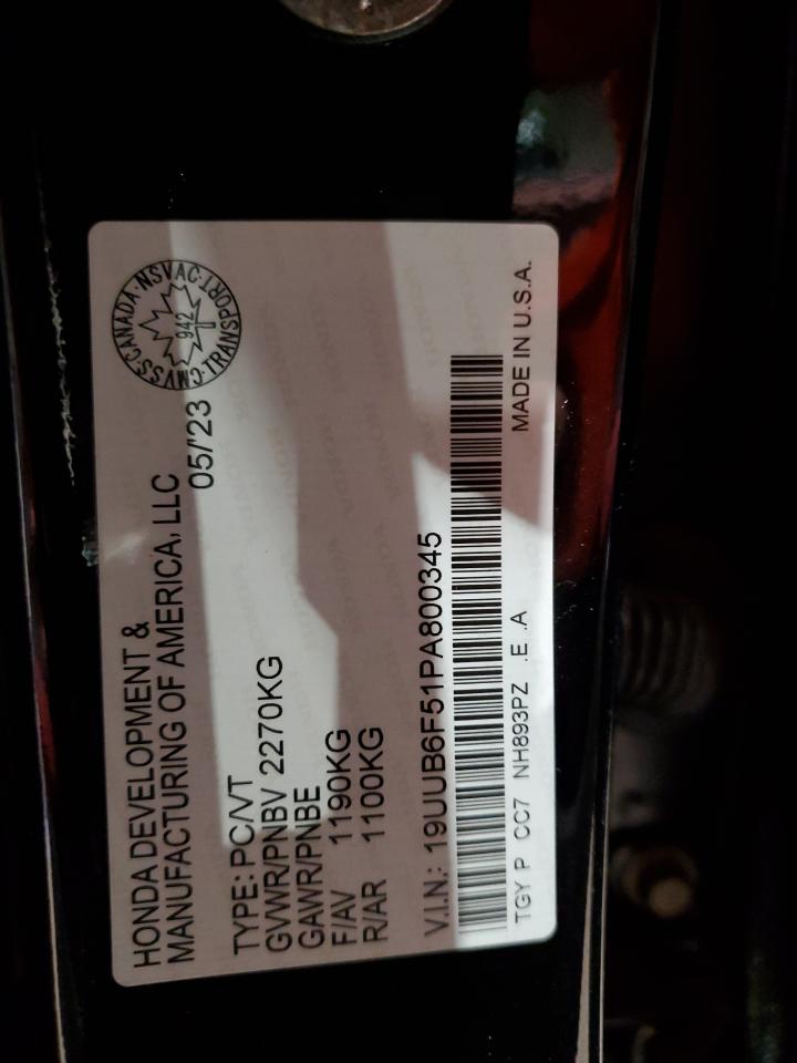 2023 ACURA TLX A-SPEC VIN:19UUB6F51PA800345